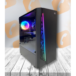 HPC R-05 ATX (650W, 24 pin, Black Flat Cables, 1x8pin(4+4), 2x8pin(6+2), 4xSATA, 2xIDE, 12cm fan), Glass side panel, 1x 120 mm Rear RGB rainbow fan, 1x Front RGB LED Strip, 1xUSB3.0, 2xUSB2.0 / HD Audio, 2x 3.5&quot; HDD / 3x 2.5&quot; SSD, Matt surface